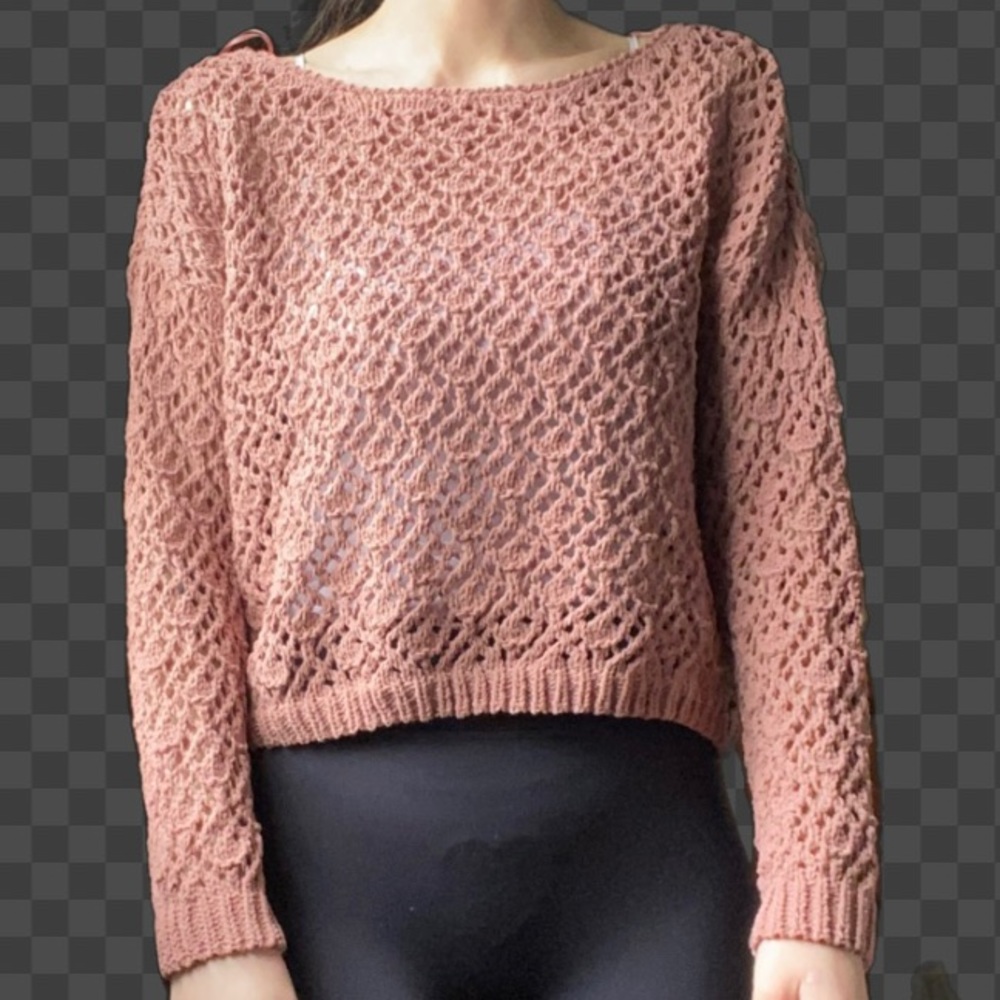 XS pink crochet sweater